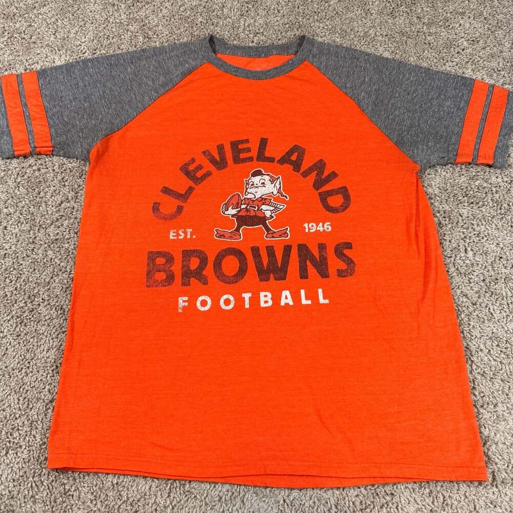 Fanatics Pro Line Cleveland Browns Brownie Elf Football Raglan T Shirt Mens M EU